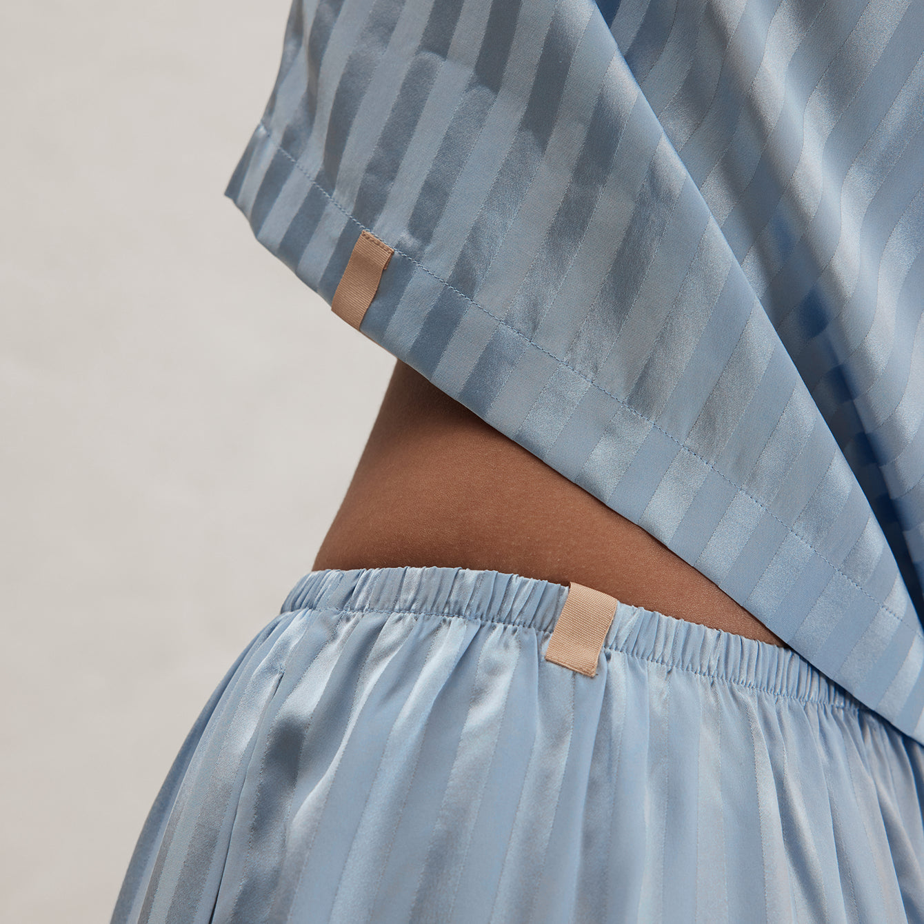 Washable Silk Striped Jacquard Long Sleeve Pant Set - Image 4