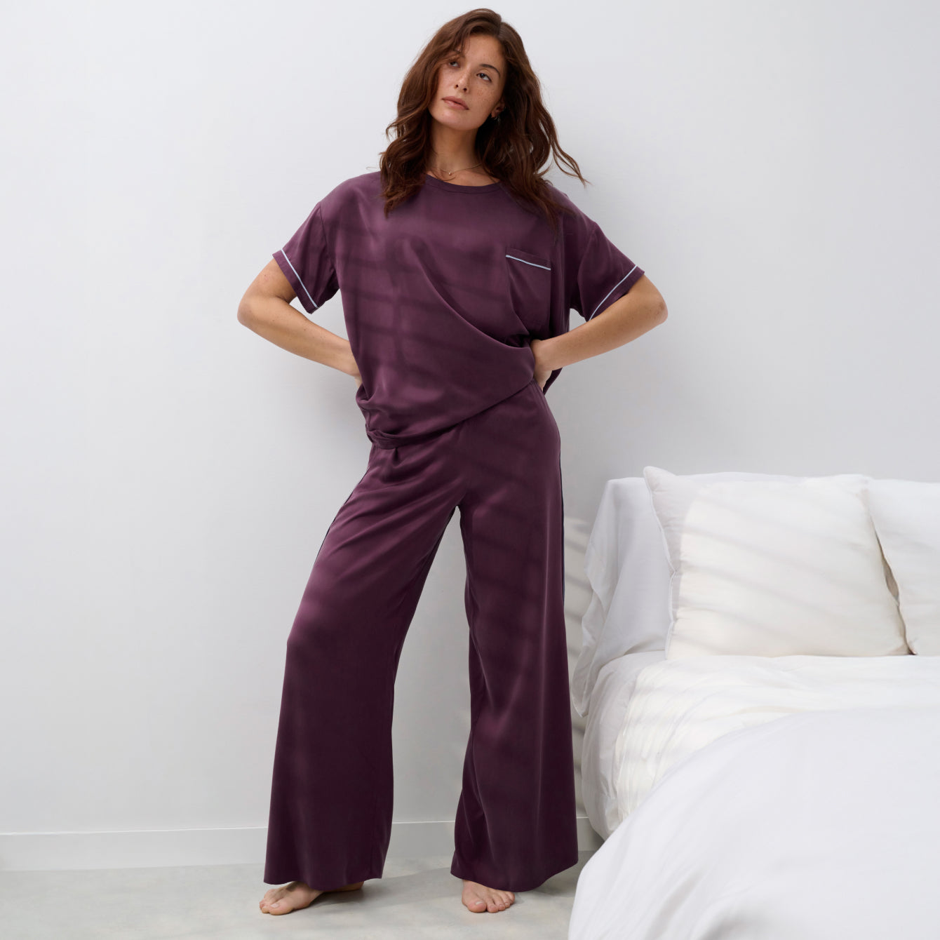 Washable Silk Tee Pant Set