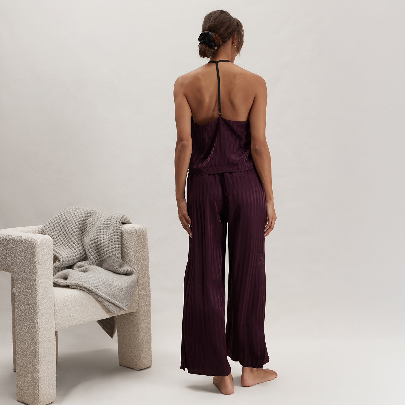 Washable Silk Striped Jacquard Cami Pant Set - Image 2