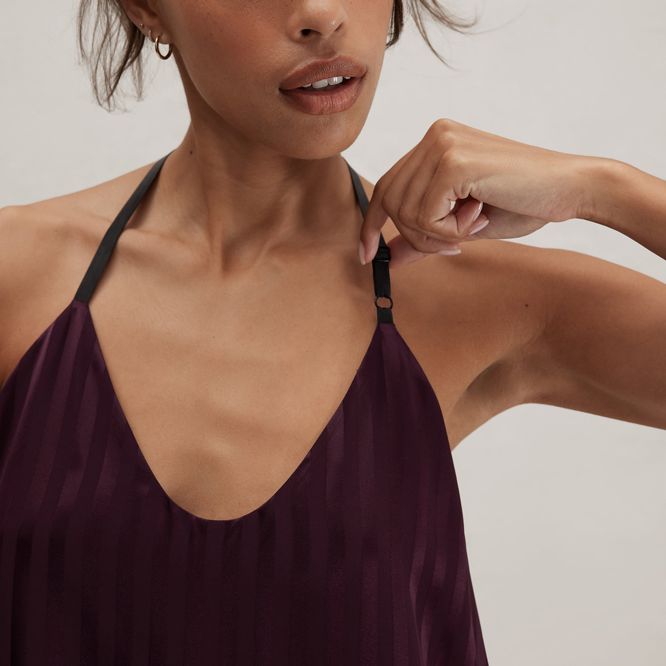 Washable Silk Striped Jacquard Cami Pant Set - Image 3
