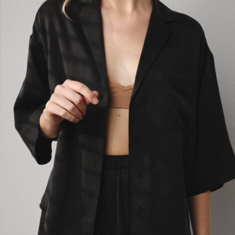 Washable Silk Relaxed Button Up Short Set