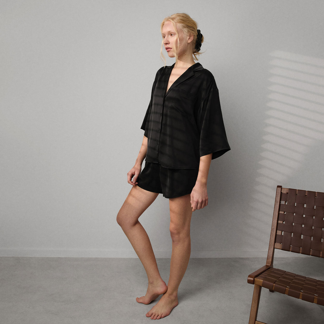 Washable Silk Relaxed Button Up Short Set - Image 5
