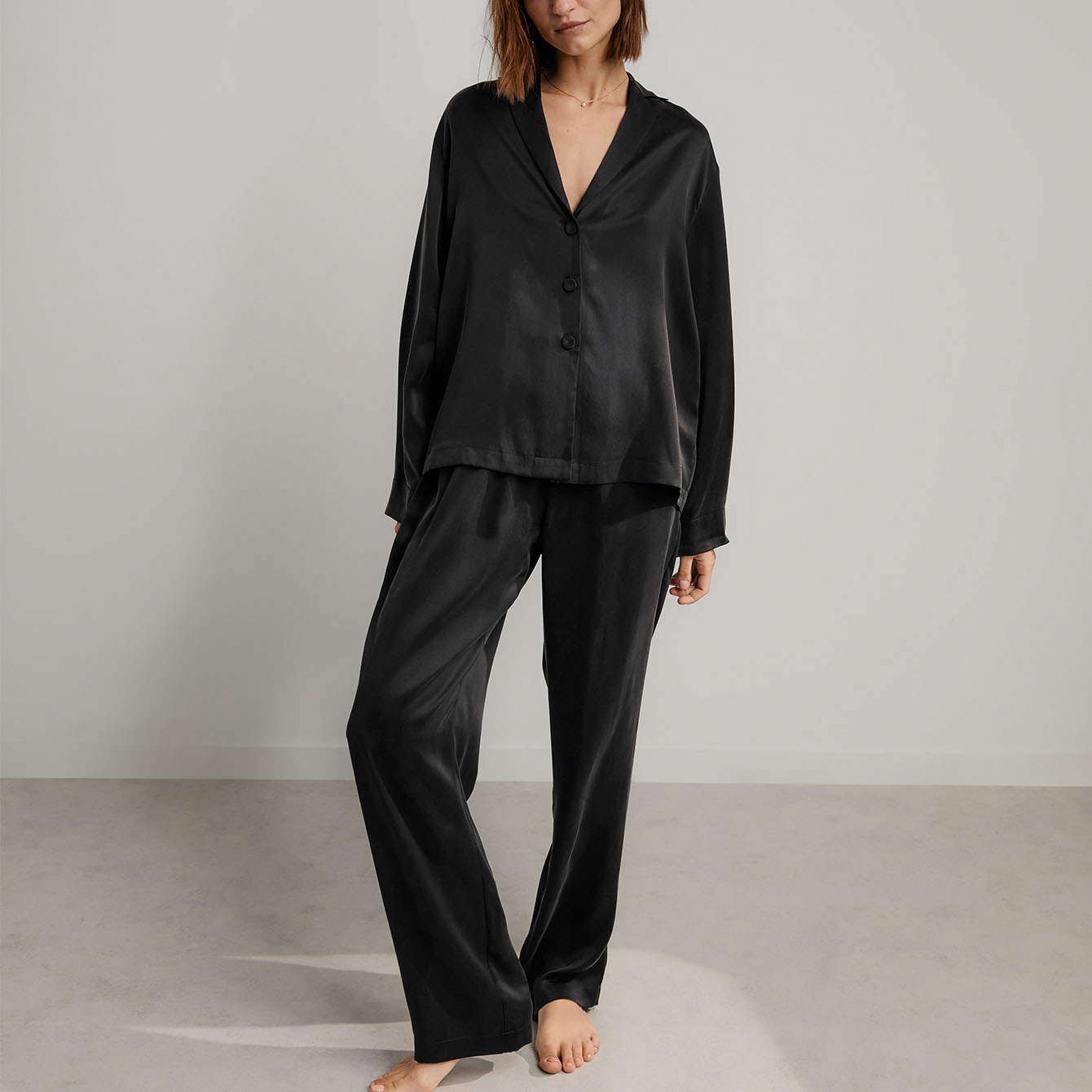 Washable Silk Long Sleeve Pant Set